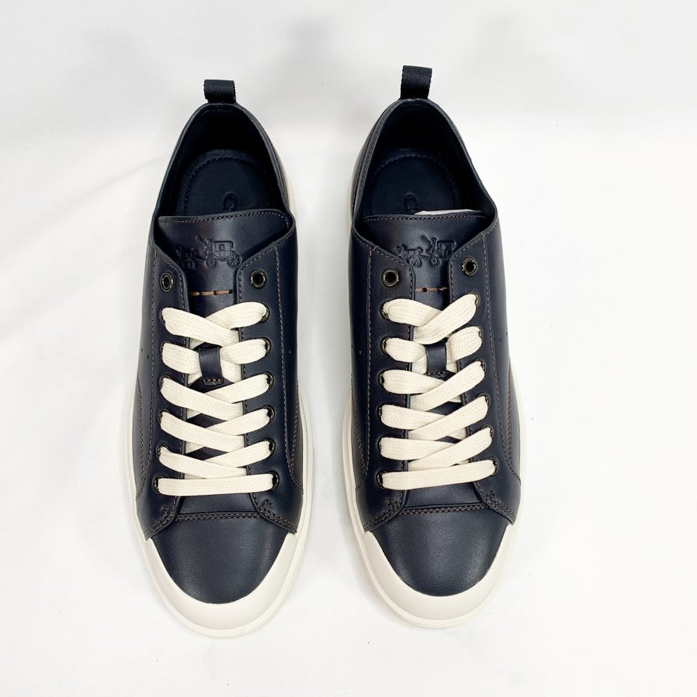 COACH C114 Lo Top Sneaker Navy 10.5 D Mens Leather - Picture 5 of 8